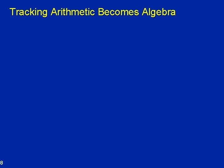 Tracking Arithmetic Becomes Algebra 8 