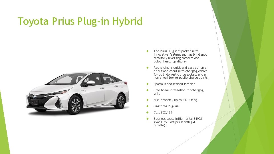 Toyota Prius Plug-in Hybrid The Prius Plug in is packed with innovative features such
