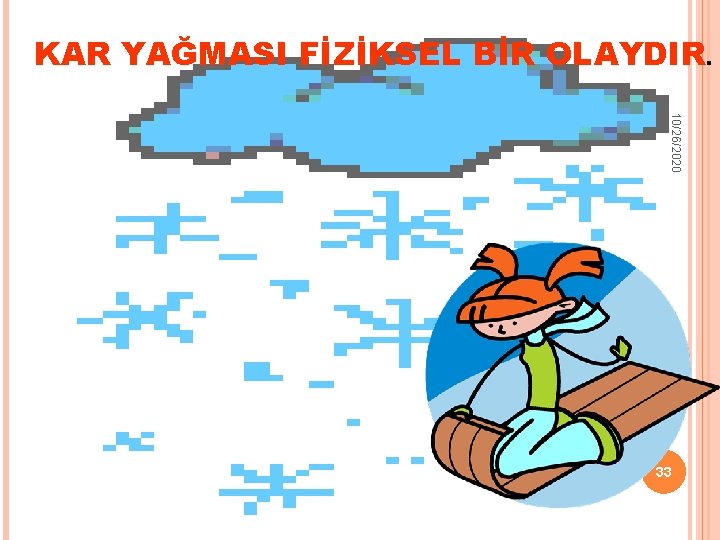 KAR YAĞMASI FİZİKSEL BİR OLAYDIR. 10/26/2020 33 