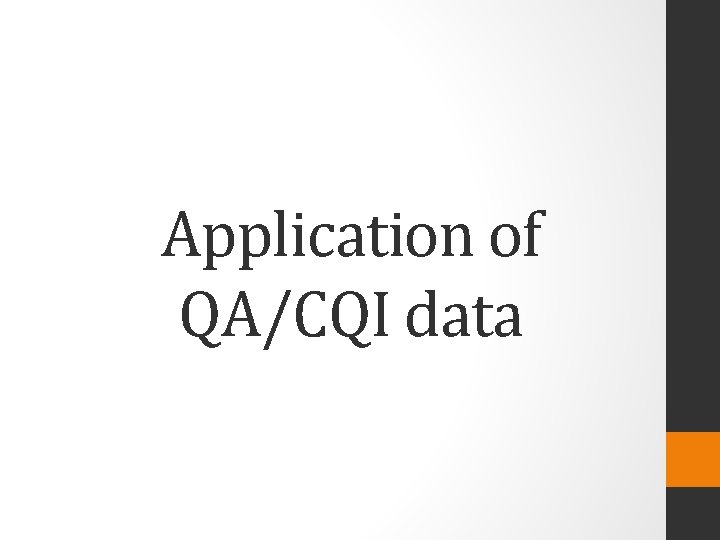 Application of QA/CQI data 