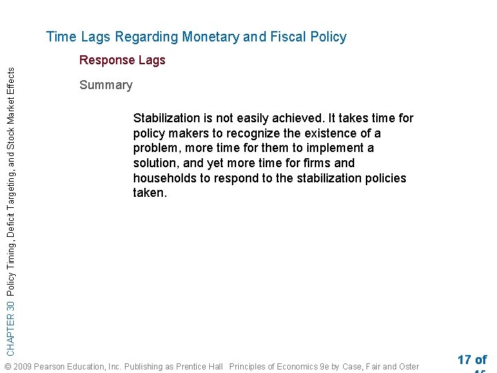 Time Lags Regarding Monetary and Fiscal Policy CHAPTER 30 Policy Timing, Deficit Targeting, and