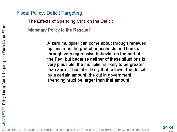 Fiscal Policy: Deficit Targeting CHAPTER 30 Policy Timing, Deficit Targeting, and Stock Market Effects
