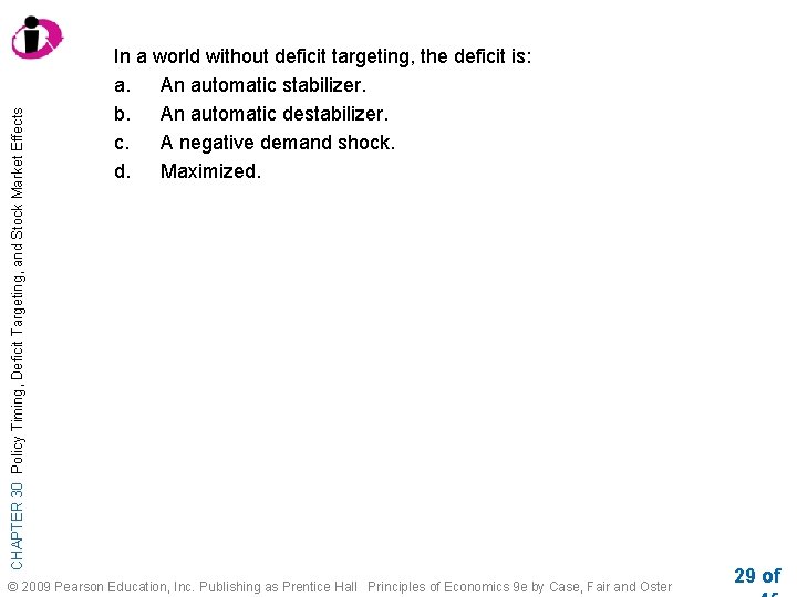 CHAPTER 30 Policy Timing, Deficit Targeting, and Stock Market Effects In a world without