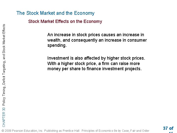 The Stock Market and the Economy CHAPTER 30 Policy Timing, Deficit Targeting, and Stock