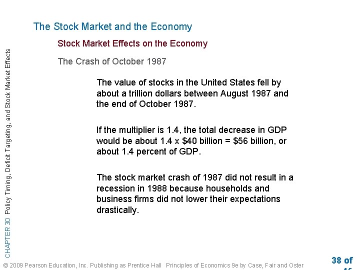 The Stock Market and the Economy CHAPTER 30 Policy Timing, Deficit Targeting, and Stock