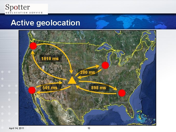 GEOLOCATION SERVICE Active geolocation 1010 ms 200 ms 501 ms April 14, 2011 898