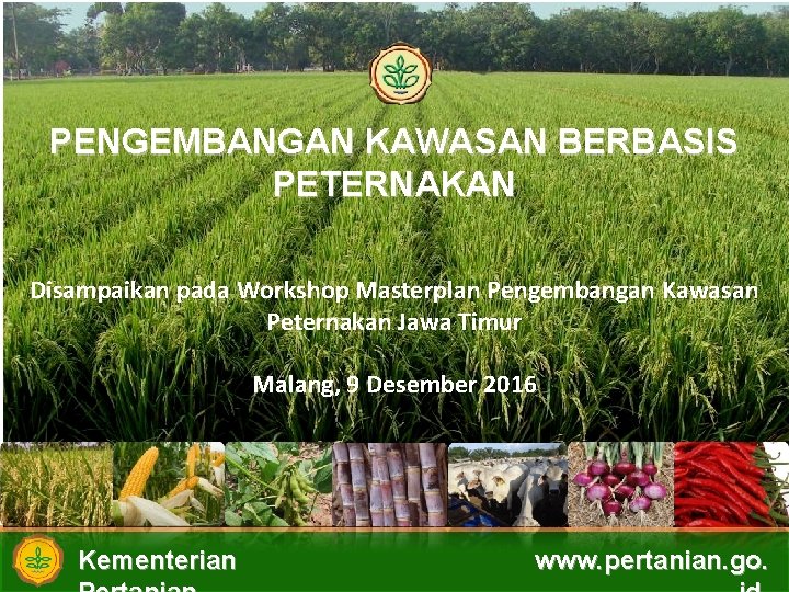 PENGEMBANGAN KAWASAN BERBASIS PETERNAKAN Disampaikan pada Workshop Masterplan Pengembangan Kawasan Peternakan Jawa Timur Malang,