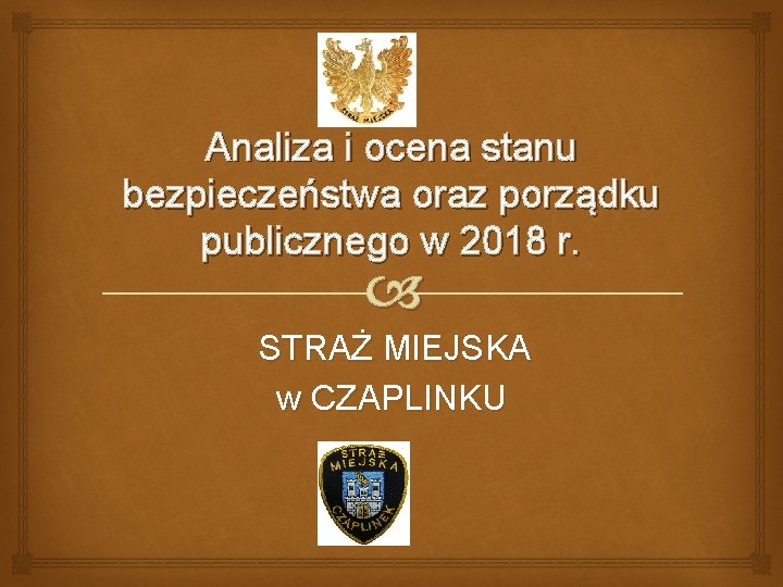 Analiza i ocena stanu bezpieczeństwa oraz porządku publicznego w 2018 r. STRAŻ MIEJSKA w