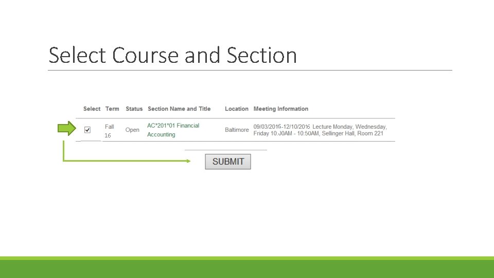 Select Course and Section 6 16 6 