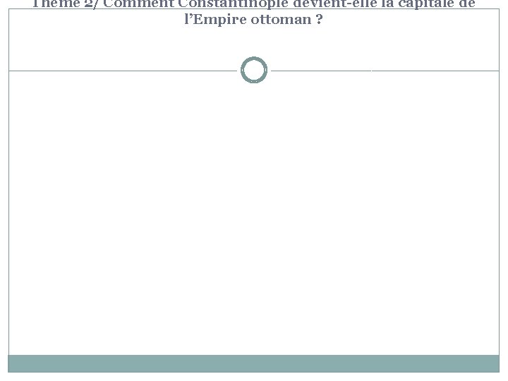 Thème 2/ Comment Constantinople devient-elle la capitale de l’Empire ottoman ? 