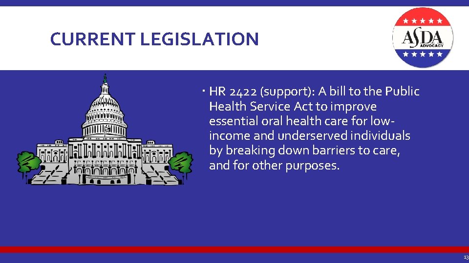 CURRENT LEGISLATION HR 2422 (support): A bill to the Public Health Service Act to