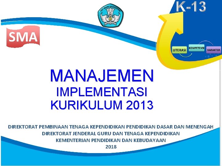 SMA MANAJEMEN IMPLEMENTASI KURIKULUM 2013 DIREKTORAT PEMBINAAN TENAGA KEPENDIDIKAN DASAR DAN MENENGAH DIREKTORAT JENDERAL