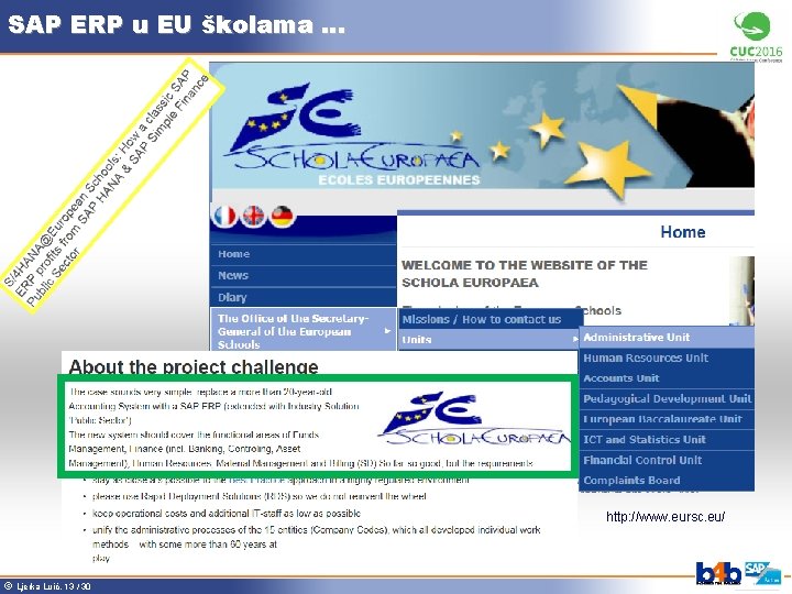 SAP ERP u EU školama … http: //www. eursc. eu/ ã Ljerka Luić, 13