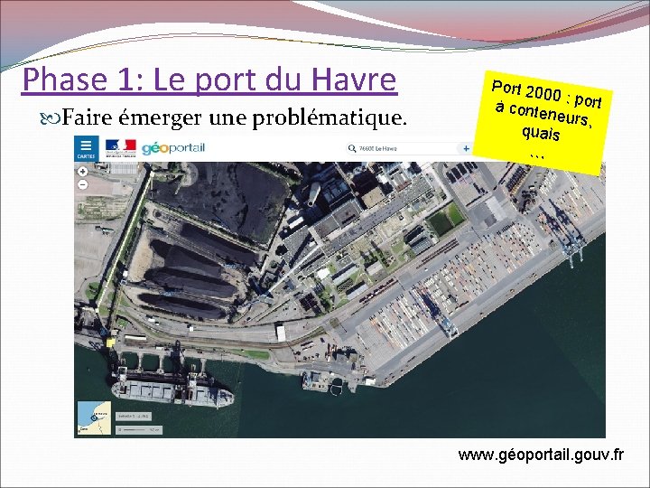 Phase 1: Le port du Havre Faire émerger une problématique. Port 20 00 :