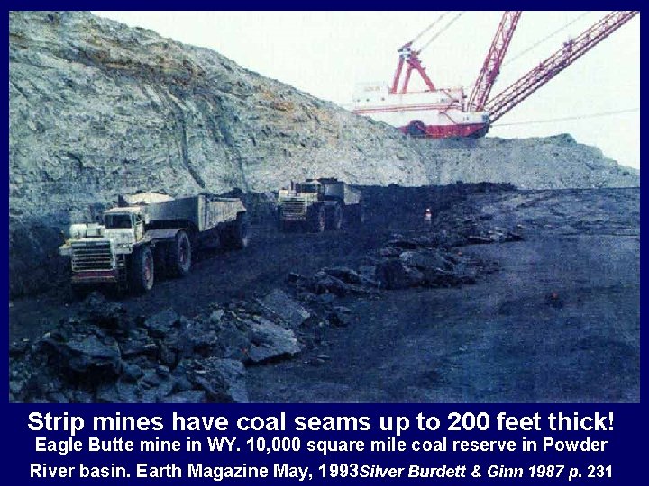 Strip mines have coal seams up to 200 feet thick! Eagle Butte mine in