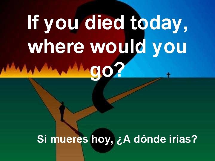 If you died today, where would you go? Si mueres hoy, ¿A dónde irías?