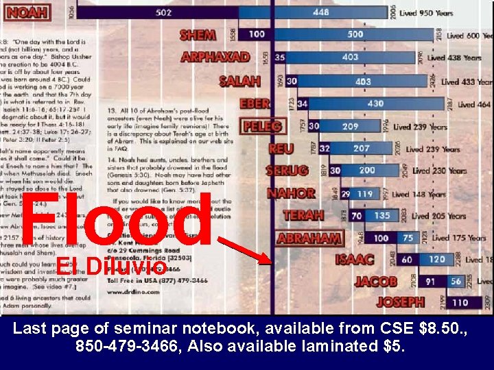 Flood El Diluvio Last page of seminar notebook, available from CSE $8. 50. ,