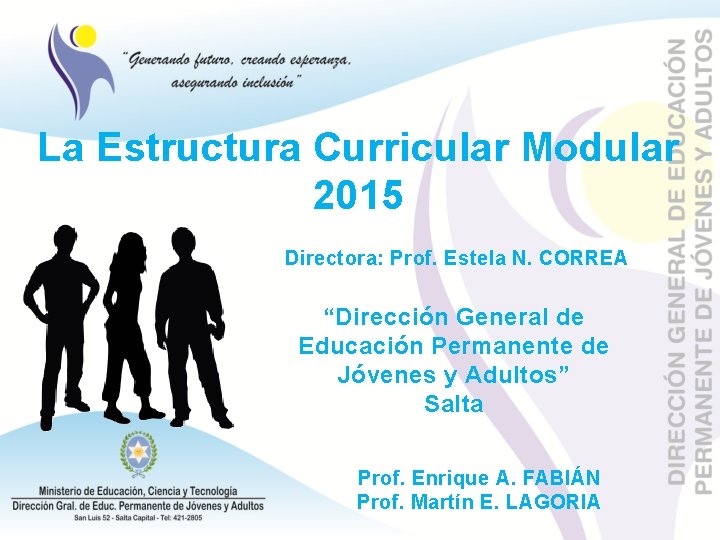 La Estructura Curricular Modular 2015 Directora: Prof. Estela N. CORREA “Dirección General de Educación