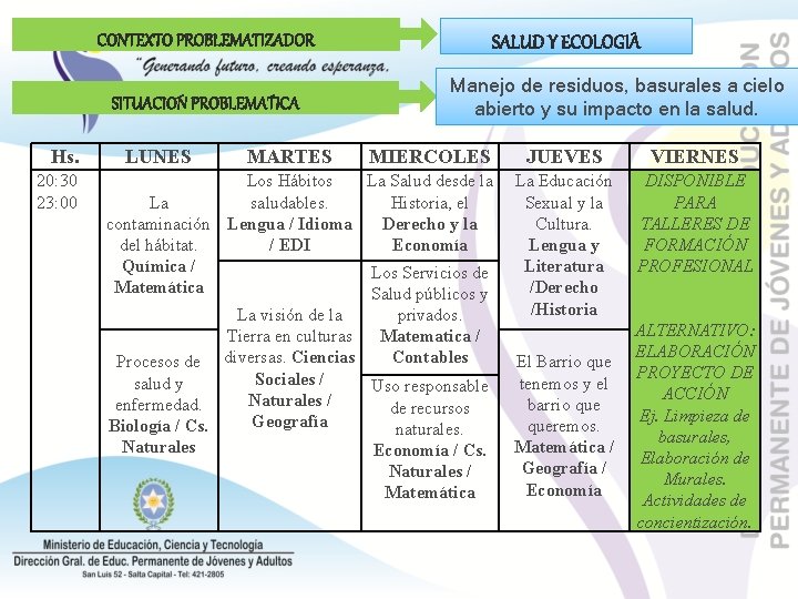 Manejo de residuos, basurales a cielo abierto y su impacto en la salud. Hs.