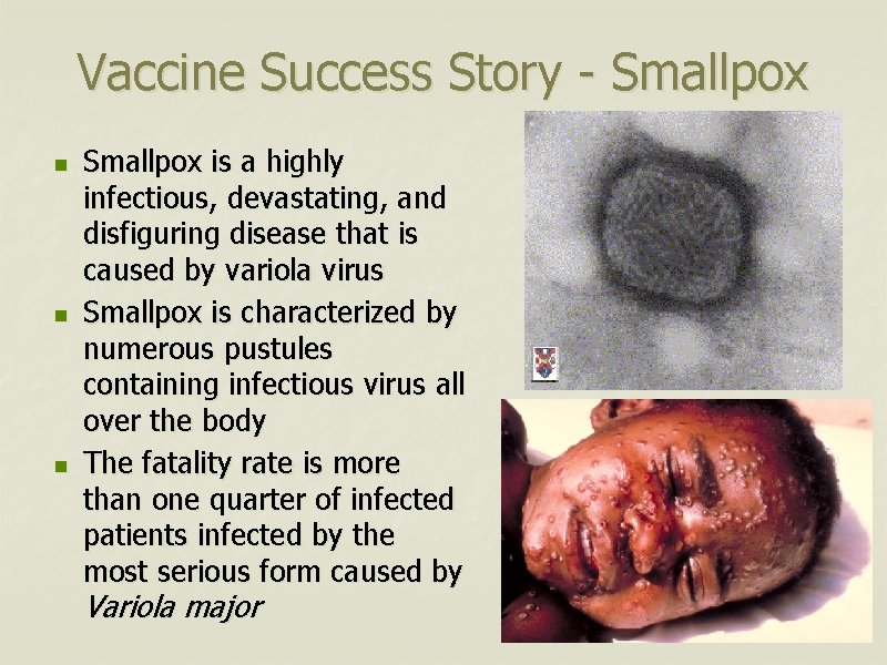 Vaccine Success Story - Smallpox n n n Smallpox is a highly infectious, devastating,