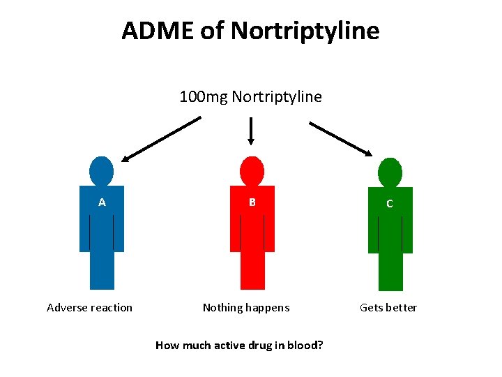 ADME of Nortriptyline 100 mg Nortriptyline A Adverse reaction B Nothing happens How much