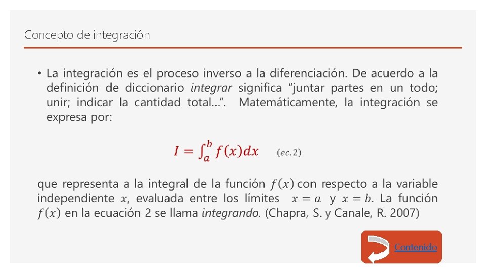 Concepto de integración • Contenido 