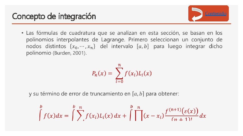 Concepto de integración • Contenido 