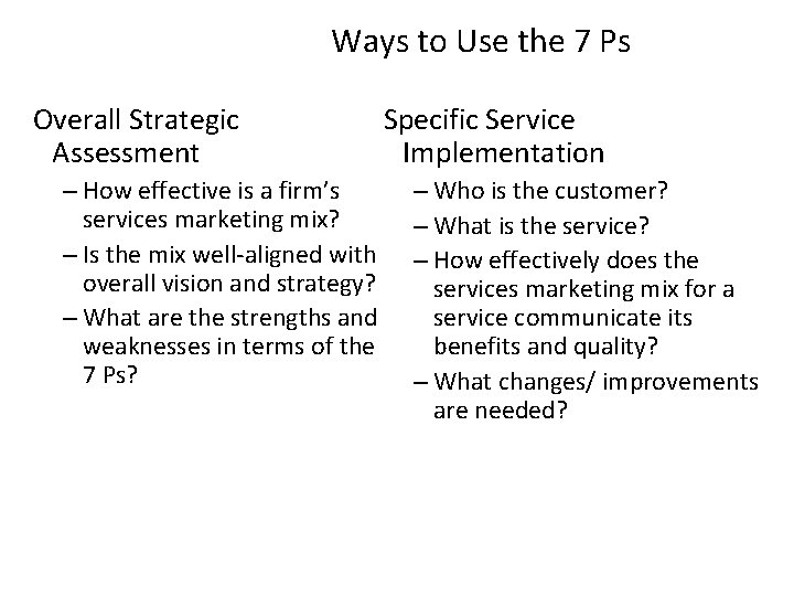 Ways to Use the 7 Ps Overall Strategic Assessment – How effective is a