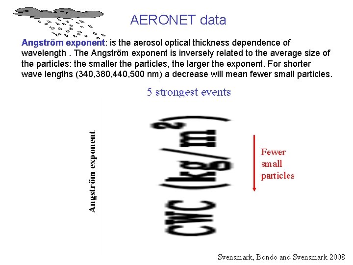 AERONET data Angström exponent: is the aerosol optical thickness dependence of wavelength. The Angström