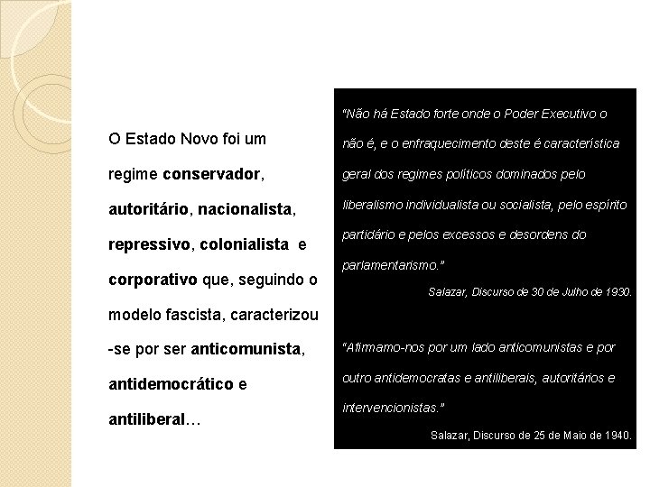 “Não há Estado forte onde o Poder Executivo o O Estado Novo foi um