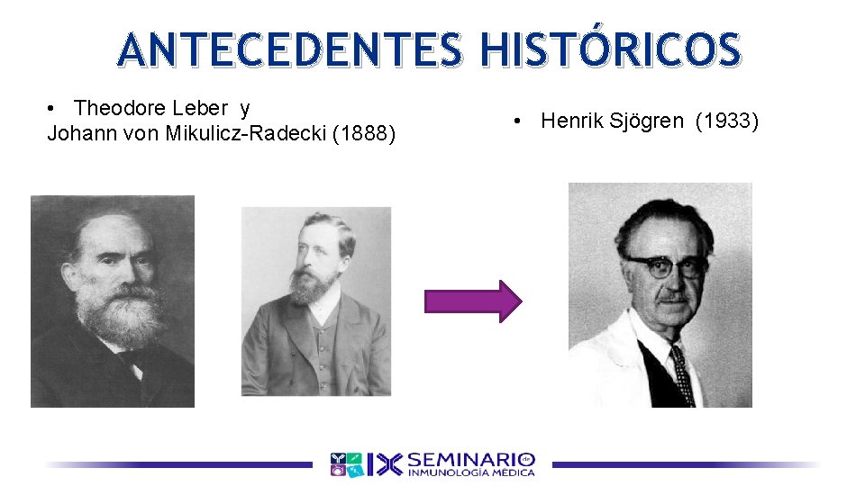 ANTECEDENTES HISTÓRICOS • Theodore Leber y Johann von Mikulicz-Radecki (1888) • Henrik Sjögren (1933)