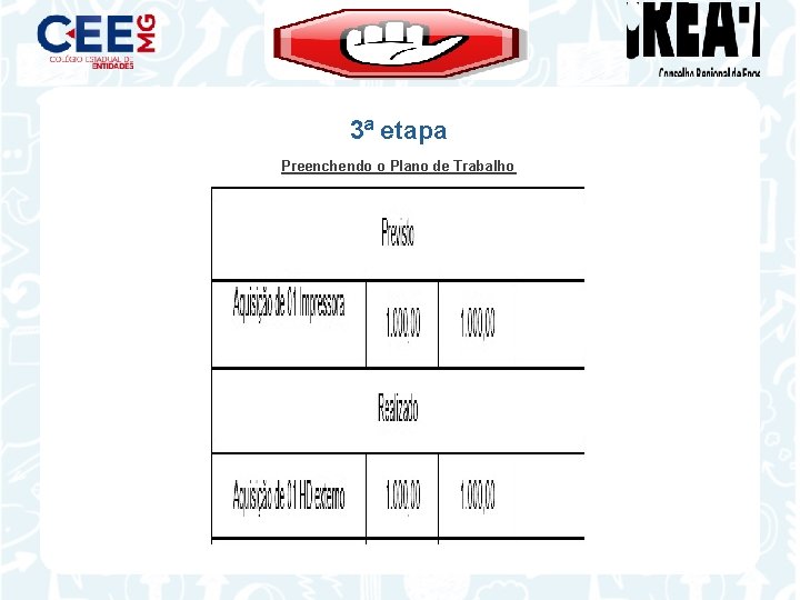 3ª etapa Preenchendo o Plano de Trabalho 