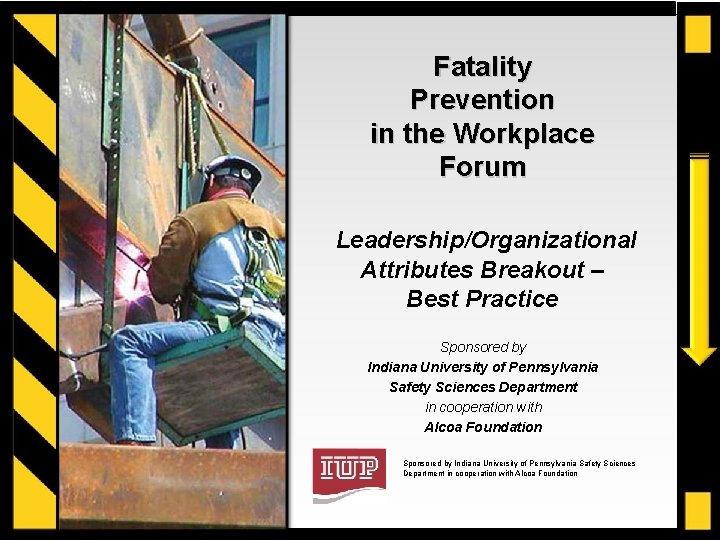 Fatality Prevention in the Workplace Forum Leadership/Organizational Attributes Breakout – Best Practice Sponsored by