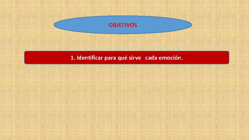 OBJETIVOS 1. Identificar para qué sirve cada emoción. 