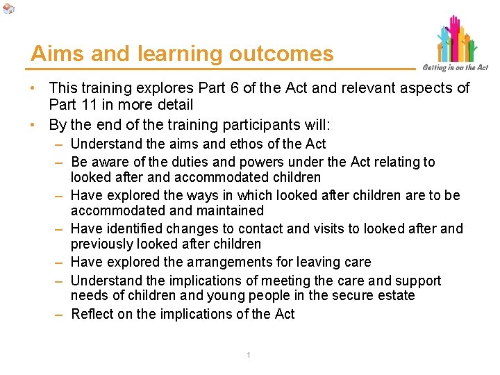 Aims and learning outcomes • This training explores Part 6 of the Act and