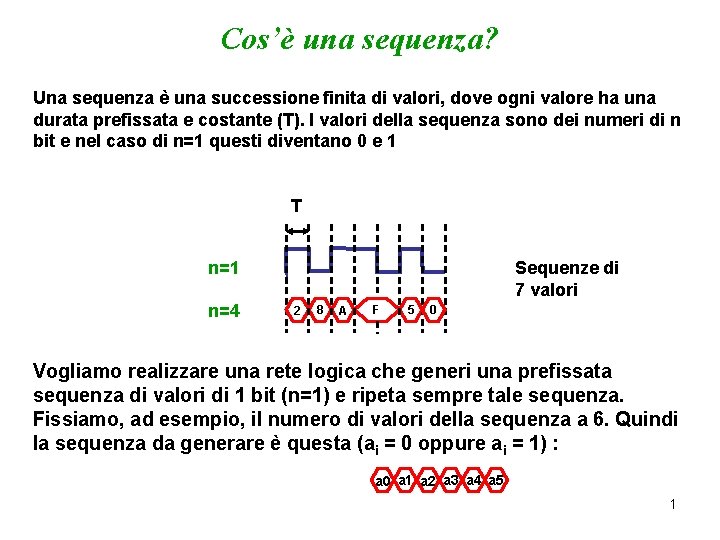 Cos’è una sequenza? Una sequenza è una successione finita di valori, dove ogni valore