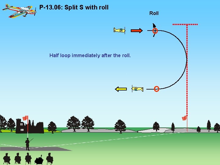 P-13. 06: Split S with roll Half loop immediately after the roll. Roll 