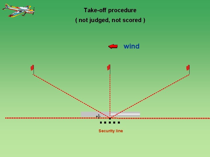 Take-off procedure ( not judged, not scored ) wind 1200 Security line 