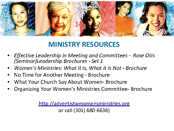 MINISTRY RESOURCES • Effective Leadership in Meeting and Committees – Rose Otis (Seminar)Leadership MINISTRY RESOURCES • Effective Leadership in Meeting and Committees – Rose Otis (Seminar)Leadership