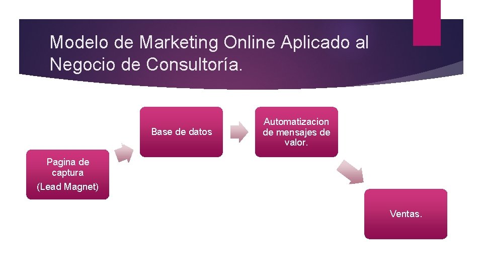 Modelo de Marketing Online Aplicado al Negocio de Consultoría. Base de datos Automatizacion de