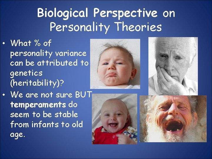 Biological Perspective on Personality Theories • What % of personality variance can be attributed