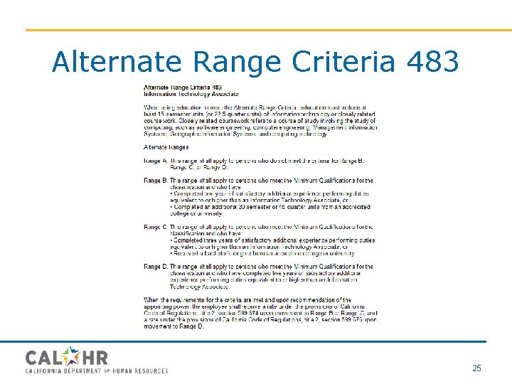 Alternate Range Criteria 483 25 