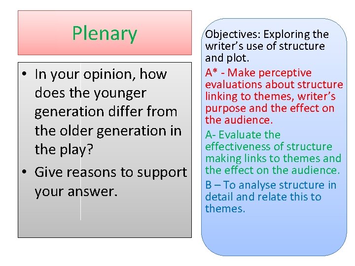 Plenary • In your opinion, how does the younger generation differ from the older