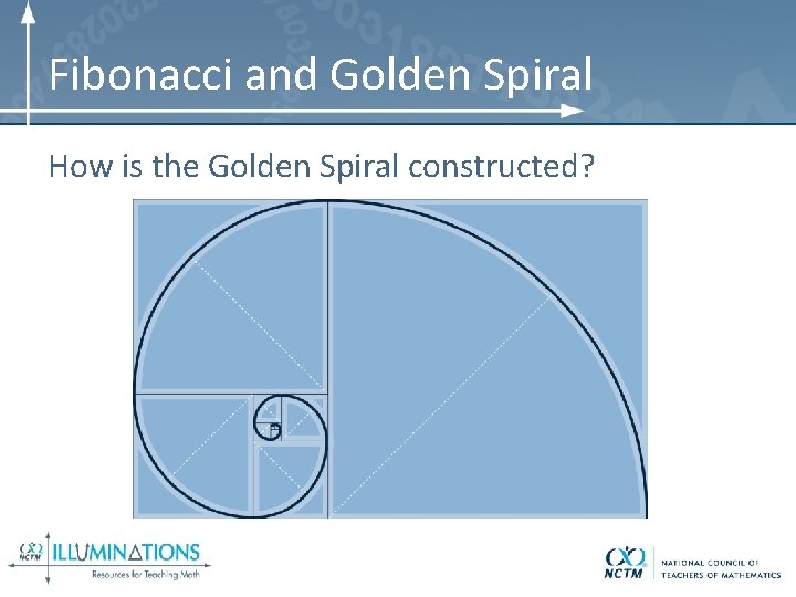 Fibonacci and Golden Spiral How is the Golden Spiral constructed? 