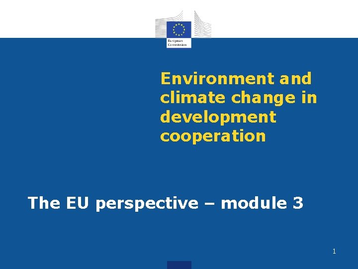 Environment and climate change in development cooperation The EU perspective – module 3 1