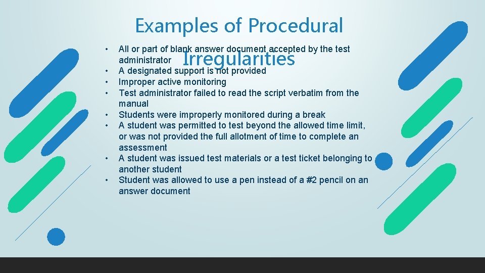 Examples of Procedural • • All or part of blank answer document accepted by