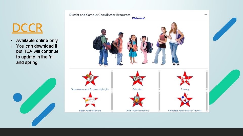 DCCR • Available online only • You can download it, but TEA will continue