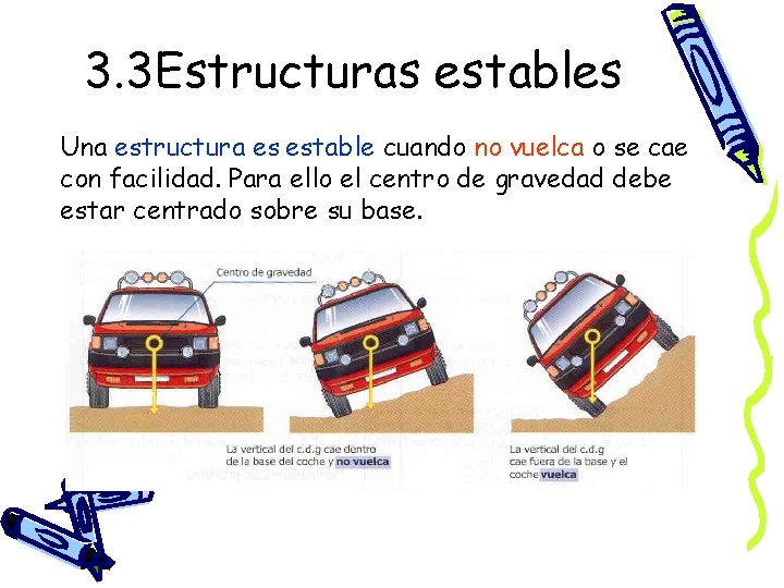 3. 3 Estructuras estables Una estructura es estable cuando no vuelca o se cae