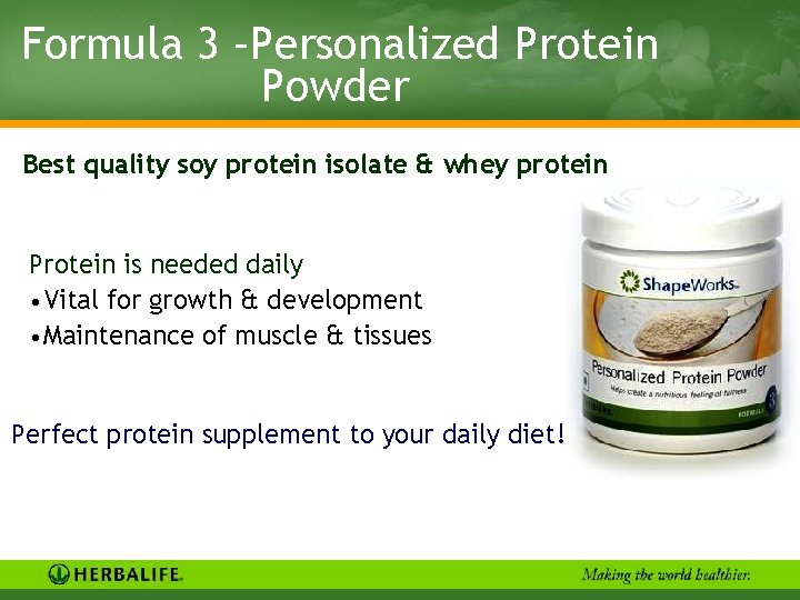 Formula 3 –Personalized Protein Powder Best quality soy protein isolate & whey protein Protein