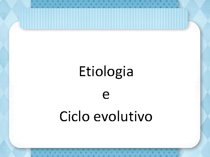Etiologia e Ciclo evolutivo 